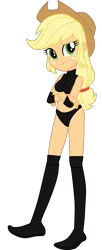 Size: 900x2200 | Tagged: safe, artist:marcusvanngriffin, artist:mlgskittles, derpibooru import, editor:marcuvan0, applejack, equestria girls, belly button, boots, clothes, cowboy hat, crossed arms, elbow pads, female, freckles, hat, knee pads, midriff, pose, shoes, simple background, solo, sports, sports bra, sports panties, transparent background, vector, wrestler, wrestling