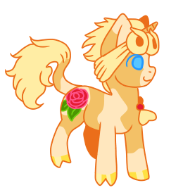 Size: 260x270 | Tagged: safe, artist:guidomista, artist:miiistaaa, artist:nijimillions, derpibooru import, ponified, pony, unicorn, anime, blond, blonde, blonde hair, blonde mane, blue eyes, braid, chibi, cloven hooves, crossover, cute, flower, giorno, giorno giovanna, gold, hooves, horn, jjba, jojo, jojo's bizarre adventure, leonine tail, looking away, male, markings, piebald, rose, simple background, small, smiling, solo, splotches, spots, stallion, standing, transparent background, vento aureo