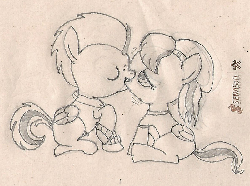 Size: 1180x880 | Tagged: suggestive, artist:anonymous, derpibooru import, barley barrel, pickle barrel, pegasus, pony, rainbow roadtrip, /mlp/, 4chan, barrel twins, barrelcest, beanie, bedroom eyes, blank flank, bonding, brother, brother and sister, clothes, colt, drawthread, duo, eyes closed, family, female, filly, freckles, happy, hat, hoodie, implied foalcon, incest, jacket, kissing, logo, male, monochrome, one hoof raised, open mouth, pencil drawing, shipping, shirt, sibling bonding, siblings, sister, sitting, straight, sweater, symbol, t-shirt, tail, text, traditional art, twincest, twins, wall of tags