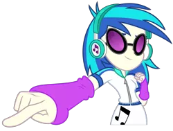 Size: 3291x2491 | Tagged: safe, artist:sketchmcreations, derpibooru import, vinyl scratch, equestria girls, equestria girls series, the last drop, spoiler:choose your own ending (season 2), spoiler:eqg series (season 2), female, glasses, pointing, simple background, smiling, transparent background, vector