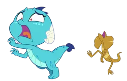 Size: 848x546 | Tagged: artist:queencold, baby, baby dragon, baby ember, chase, derpibooru import, dragon, dragoness, female, frilled lizard, lizard, princess ember, reptile, running, safe, simple background, transparent background, younger