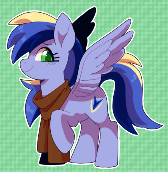 Size: 624x638 | Tagged: safe, artist:oxy-diamond, derpibooru import, oc, oc:sonic boom, pegasus, pony, clothes, scarf, solo