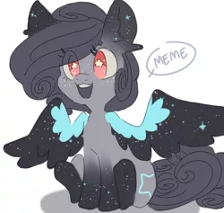 Size: 656x623 | Tagged: safe, artist:clayterran, derpibooru import, oc, oc:astra, unofficial characters only, pegasus, pony, solo, sparkles, speech bubble, starry eyes, stars, wingding eyes