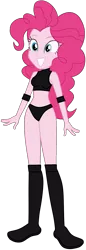 Size: 561x1639 | Tagged: safe, artist:invisibleink, artist:marcusvanngriffin, deleted from derpibooru, derpibooru import, editor:marcuvan0, pinkie pie, equestria girls, belly button, boots, clothes, elbow pads, female, knee pads, midriff, pose, shoes, simple background, solo, sports, sports bra, sports panties, transparent background, vector, wrestler, wrestling