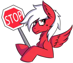 Size: 1906x1652 | Tagged: safe, artist:exvius, derpibooru import, oc, oc:stoppone, pegasus, pony, bust, solo, stop sign