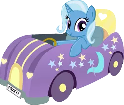 Size: 947x804 | Tagged: safe, artist:grapefruitface1, artist:twittershy, derpibooru import, trixie, pony, unicorn, base used, car, cutie mark, driving, looking at you, simple background, solo, stripes, transparent background, vehicle