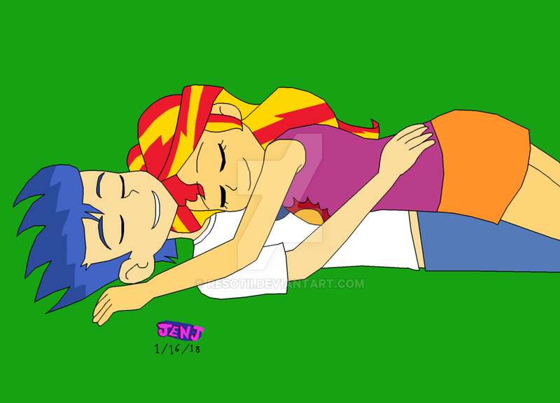 Size: 1024x736 | Tagged: safe, artist:resotii, derpibooru import, flash sentry, sunset shimmer, equestria girls, female, flashimmer, male, shipping, straight