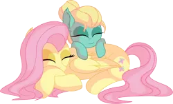 Size: 9093x5507 | Tagged: safe, artist:cyanlightning, derpibooru import, fluttershy, zephyr breeze, pegasus, pony, .svg available, absurd resolution, brother and sister, colt, colt zephyr breeze, cute, duo, ear fluff, eyes closed, female, folded wings, male, mare, one eye closed, prone, siblings, simple background, sisterly love, sleeping, smiling, transparent background, vector, wings, younger