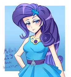 Size: 1200x1300 | Tagged: safe, artist:melliedraws, derpibooru import, rarity, equestria girls, equestria girls series, blushing, clothes, cute, eyeshadow, female, geode of shielding, hairpin, jewelry, magical geodes, makeup, newbie artist training grounds, raribetes, skirt, solo, style emulation