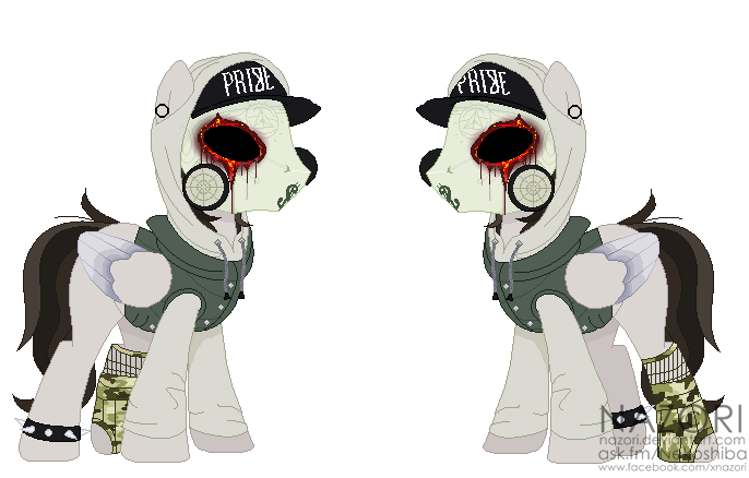 Size: 686x438 | Tagged: safe, artist:nazori, derpibooru import, oc, ponified, unofficial characters only, pegasus, pony, base used, clothes, gas mask, hat, hollywood undead, hoodie, image, j-dog, male, mask, no eyes, pegasus oc, png, rapper, simple background, socks, solo, stallion, transparent background, watermark, wings