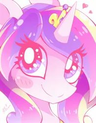 Size: 1650x2100 | Tagged: safe, artist:hungrysohma, derpibooru import, princess cadance, alicorn, pony, beautiful, blushing, cute, cutedance, female, heart, looking at you, mare, pretty, smiling, solo