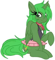 Size: 1929x2123 | Tagged: safe, artist:cbear624, derpibooru import, oc, oc:green thunder, oc:jade lightning, alicorn, pony, alicorn oc, clothes, cosplay, costume, cute, dress, eyelashes, female, horn, looking at you, never doubt blaa6 involvement, ocbetes, pokémon, rule 63, solo, wings