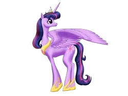 Size: 3264x2448 | Tagged: safe, artist:vasillium, derpibooru import, twilight sparkle, twilight sparkle (alicorn), alicorn, pony, crown, cutie mark, female, high res, horn, jewelry, looking back, mare, nostrils, older, older twilight, princess, regalia, royalty, simple background, solo, standing, transparent background, ultimate twilight, wings