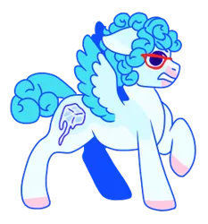 Size: 280x300 | Tagged: safe, artist:guidomista, artist:miiistaaa, artist:nijimillions, derpibooru import, ponified, pegasus, pony, accessories, accessory, angry, anime, blue, colored wings, cube, curls, curly, curly hair, curly mane, curly tail, ghiaccio, glasses, gritted teeth, hooves, ice, ice cube, jjba, jojo, jojo's bizarre adventure, male, markings, multicolored wings, one hoof raised, short hair, short mane, short tail, simple background, solo, stallion, standing, teeth grinding, transparent background, two toned wings, vento aureo, wings