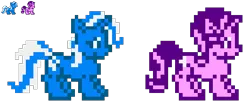 Size: 464x201 | Tagged: safe, artist:maikerutheplayer, derpibooru import, starlight glimmer, trixie, pony, 8 bit, megaman, megaman x, megaman xtreme, pixel art, simple background, sprite, transparent background, video game