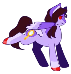 Size: 380x399 | Tagged: safe, artist:guidomista, artist:miiistaaa, artist:nijimillions, derpibooru import, ponified, pegasus, pony, anime, brown hair, brown mane, chibi, fullbody, hooves, illuso, jjba, jojo, jojo's bizarre adventure, kicking, male, markings, one hoof raised, ponytails, purple, red eyes, red hooves, simple background, smiling, smug, socks (coat marking), solo, stallion, transparent background, two toned wings, wavy hair, wavy mane, wing markings, wings