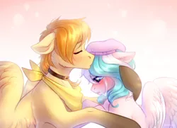 Size: 1800x1300 | Tagged: safe, artist:fenwaru, derpibooru import, oc, oc:aurryhollows, oc:foxyhollows, unofficial characters only, pegasus, pony, crying, female, foxrry, male, mare, oc x oc, sad, shipping, stallion, straight