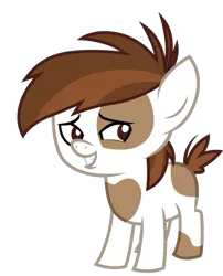 Size: 439x543 | Tagged: safe, artist:cloudyglow, derpibooru import, pipsqueak, earth pony, pony, colt, cute, foal, looking back, male, simple background, smiling, solo, squeakabetes, transparent background, vector