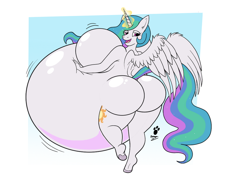 Size: 1246x997 | Tagged: alicorn, alicorn magic, anthro, artist:duragan, belly, big belly, big breasts, blimpestia, breasts, butt, derpibooru import, dialogue, expansion, female, huge belly, huge breasts, huge butt, impossibly large belly, impossibly large breasts, impossibly large butt, inflation, large butt, looking at you, magic inflation, mare, nudity, princess celestia, suggestive, sunbutt, swelling, the ass was fat, thick