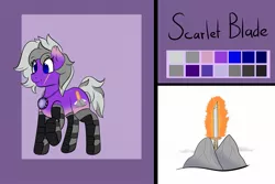 Size: 1771x1181 | Tagged: safe, artist:itwasscatters, derpibooru import, oc, oc:scarlet blade, earth pony, pony, commission, female, mare, reference sheet, solo
