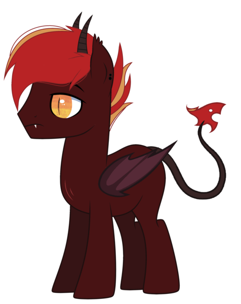 Size: 2649x3337 | Tagged: safe, artist:celestial-rue0w0, artist:lazuli, derpibooru import, oc, oc:shadow chaser, unofficial characters only, demon, demon pony, original species, pony, base used, bat wings, commission, ear piercing, earring, horns, jewelry, male, piercing, scar, simple background, solo, stallion, transparent background, wings