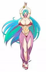 Size: 1313x2048 | Tagged: absolute cleavage, anime color edit, armlet, armpits, artist:devil-v, belly dancer, belly dancer outfit, big breasts, bracelet, breasts, busty princess celestia, cleavage, cutie mark, derpibooru import, edit, editor:theabridgenator, female, huge breasts, human, humanized, impossibly large breasts, jewelry, makeup, nail polish, photoshop, princess celestia, sandals, slave, solo, solo female, suggestive, tattoo, tiara, unamused