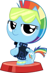 Size: 2247x3437 | Tagged: safe, artist:phucknuckl, derpibooru import, rainbow dash, pony, my little pocket ponies, 80s, alternate hairstyle, clothes, cute, dashabetes, female, glam rock dash, jacket, mohawk, pocket ponies, retro, simple background, smiling, solo, sunglasses, transparent background