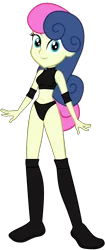 Size: 684x1634 | Tagged: safe, artist:invisibleink, artist:marcusvanngriffin, deleted from derpibooru, derpibooru import, bon bon, sweetie drops, equestria girls, belly button, boots, clothes, elbow pads, female, knee pads, midriff, shoes, simple background, solo, sports, sports bra, sports panties, transparent background, vector, wrestler, wrestling