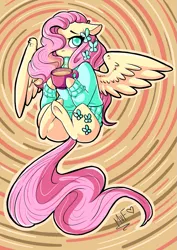 Size: 707x1000 | Tagged: safe, artist:salty-irish-potato, derpibooru import, butterfly, earth pony, pegasus, pony, blushing, clothes, coffee, cup, female, mare, mug, solo, sweater, underhoof