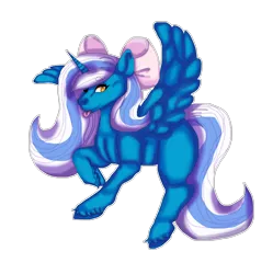 Size: 1024x1028 | Tagged: safe, artist:orchidcrystal, derpibooru import, oc, oc:fleurbelle, alicorn, pony, :p, alicorn oc, bow, cute, female, hair bow, horn, mare, tongue out, wings, yellow eyes