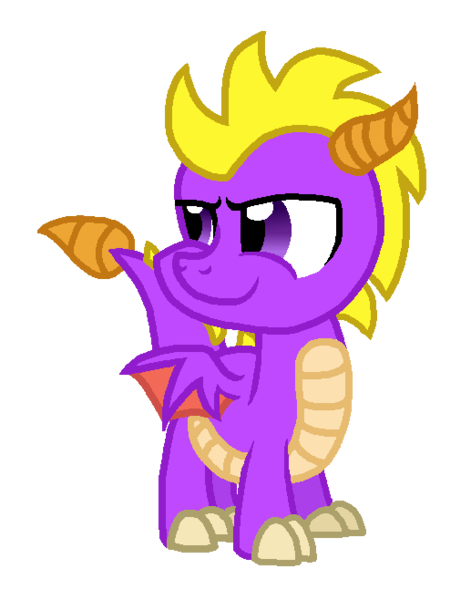 Size: 517x658 | Tagged: artist:starryoak, crossover, derpibooru import, dragon, parent:spike, parent:topaz star, safe, simple background, smiling, smirk, spyro the dragon, transparent background