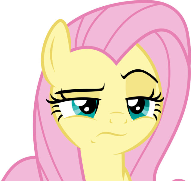 Size: 6550x6187 | Tagged: safe, artist:twilirity, derpibooru import, angel bunny, fluttershy, pegasus, pony, she talks to angel, .svg available, absurd resolution, angel is not amused, body swap, close-up, female, frown, lidded eyes, looking at you, male and female, mare, raised eyebrow, simple background, solo, transparent background, unamused, vector