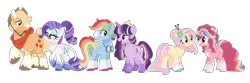 Size: 1280x427 | Tagged: safe, artist:jxst-margaret, derpibooru import, applejack, fluttershy, pinkie pie, rainbow dash, rarity, twilight sparkle, twilight sparkle (alicorn), alicorn, pegasus, pony, unicorn, alternate design, alternate universe, bandana, cowboy hat, crown, female, flower, flower in hair, freckles, glasses, goggles, hair bun, hat, jewelry, lesbian, male, mane six, regalia, rule 63, straight, transgender