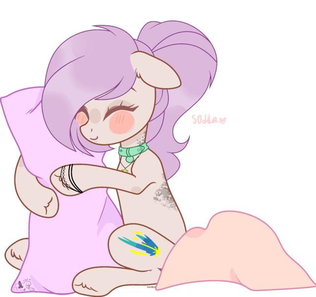 Size: 2314x2173 | Tagged: safe, artist:vodka, derpibooru import, oc, oc:astral comet, unofficial characters only, earth pony, pony, blushing, body pillow, cute, pillow, simple background, snuggling, solo, transparent background