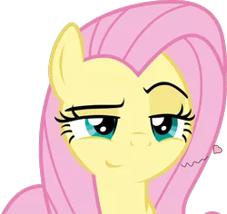 Size: 1084x1024 | Tagged: safe, artist:twilirity, derpibooru import, edit, vector edit, fluttershy, pegasus, pony, she talks to angel, amused, bedroom eyes, body swap, bronybait, close-up, come hither, female, flirting, intrigued, lidded eyes, looking at you, male and female, mare, raised eyebrow, simple background, smiling, smirk, solo, transparent background, vector