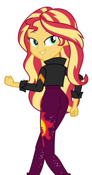 Size: 3000x5713 | Tagged: safe, artist:keronianniroro, derpibooru import, sunset shimmer, equestria girls, equestria girls series, sunset's backstage pass!, spoiler:eqg series (season 2), absurd resolution, ass, bedroom eyes, bunset shimmer, butt, clothes, feels like i'm wearing nothing at all, female, jacket, jeans, like what you see?, looking back, music festival outfit, pants, simple background, smiling, solo, transparent background, vector