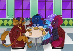Size: 3507x2480 | Tagged: artist:lavenderrain24, capper dapperpaws, derpibooru import, food, french fries, hay fries, idw, my little pony: the movie, nightmare knights, princess luna, safe, spoiler:comic, stygian, tempest shadow, trixie