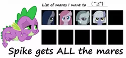 Size: 1024x475 | Tagged: safe, artist:ultrapfunk, derpibooru import, limestone pie, marble pie, pinkie pie, spike, oc, oc:minkie pie, oc:obsidian pie, dragon, earth pony, pony, bedroom eyes, female, image, implied maud pie, jpeg, le lenny face, list, male, marblespike, mare, obsidian pie, pinkamenaspike, pinkiespike, shipping, spike gets all the mares, spike gets all the pie sisters, spikestone, straight