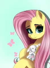 Size: 353x482 | Tagged: angel bunny, cute, derpibooru import, fluttershy, looking at you, safe, shyabetes, wallpaper