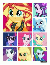 Size: 3106x4096 | Tagged: safe, derpibooru import, applejack, fluttershy, pinkie pie, rainbow dash, rarity, sci-twi, starlight glimmer, sunset shimmer, trixie, twilight sparkle, equestria girls, equestria girls series, cyoa, geode of empathy, geode of fauna, geode of shielding, geode of sugar bombs, geode of super speed, geode of super strength, geode of telekinesis, humane five, humane nine, humane seven, humane six, magical geodes