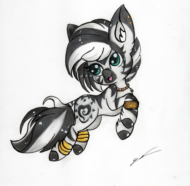 Size: 4895x4785 | Tagged: artist:luxiwind, chibi, derpibooru import, female, oc, oc:liza, safe, solo, traditional art, zebra