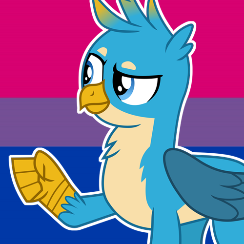 Size: 500x500 | Tagged: artist:prideponies, bisexual pride flag, derpibooru import, gallus, headcanon, lgbt headcanon, pride, pride flag, pride icons, safe, sexuality headcanon, solo