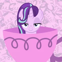 Size: 4096x4096 | Tagged: safe, artist:amarthgul, derpibooru import, starlight glimmer, trixie, pony, unicorn, abstract background, absurd resolution, cup, female, lidded eyes, newbie artist training grounds, solo, teacup, that pony sure does love teacups