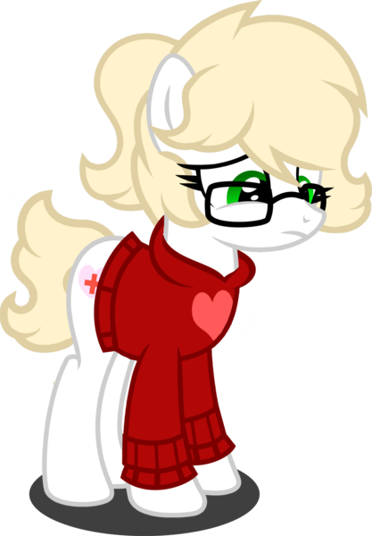 Size: 1280x1841 | Tagged: safe, artist:fletcherthehuntress, derpibooru import, oc, oc:aubrey winters, unofficial characters only, earth pony, pony, clothes, female, glasses, mare, sad, simple background, solo, sweater, transparent background