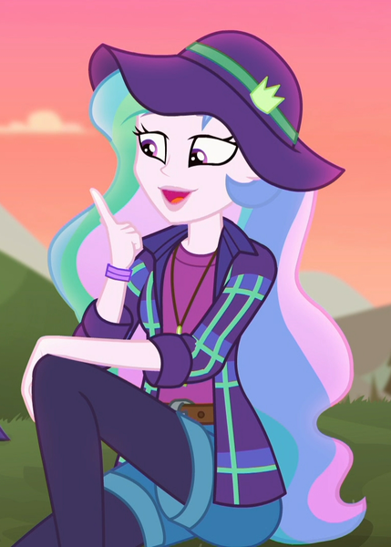 Size: 770x1076 | Tagged: safe, derpibooru import, screencap, princess celestia, equestria girls, equestria girls series, the road less scheduled, the road less scheduled: celestia, spoiler:choose your own ending (season 2), spoiler:eqg series (season 2), beautiful, cropped, female, hat, outdoors, principal celestia, solo focus