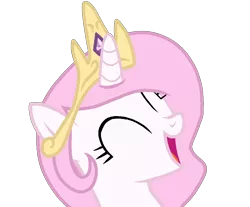 Size: 884x733 | Tagged: safe, artist:rainbow eevee, derpibooru import, princess celestia, alicorn, pony, bust, crown, cute, eyes closed, female, filly, filly celestia, happy, jewelry, open mouth, regalia, simple background, solo, transparent background, young, young celestia, younger