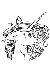 Size: 1000x1500 | Tagged: safe, artist:tillie-tmb, derpibooru import, princess celestia, pony, bust, monochrome, portrait, solo