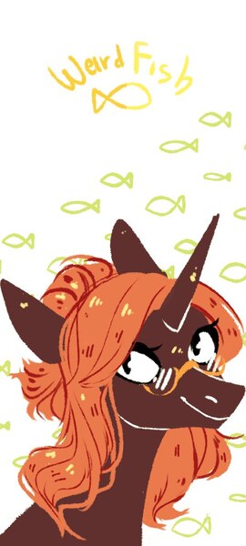 Size: 461x1025 | Tagged: safe, artist:weird--fish, derpibooru import, oc, pony, unicorn, bust, glasses, solo