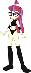 Size: 690x1629 | Tagged: safe, artist:invisibleink, artist:marcusvanngriffin, artist:xebck, deleted from derpibooru, derpibooru import, moondancer, equestria girls, belly button, boots, clothes, elbow pads, equestria girls-ified, female, knee pads, midriff, shoes, simple background, solo, sports, sports bra, sports panties, transparent background, vector, wrestler, wrestling