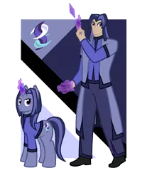 Size: 4800x5800 | Tagged: safe, artist:cyril_deroach, derpibooru import, oc, oc:dream writer, human, unicorn, art pack:equestria humanized project, abstract background, clothes, coat, cutie mark, duo, duo male, humanized, long hair, magic, male, shirt, show accurate, simple background, stallion, transparent background